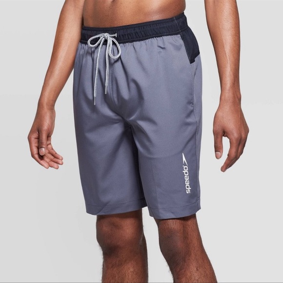 Speedo Men’s 9” Marina Long Volley Swim Trunks Grey Size Small NWT - Picture 1 of 9